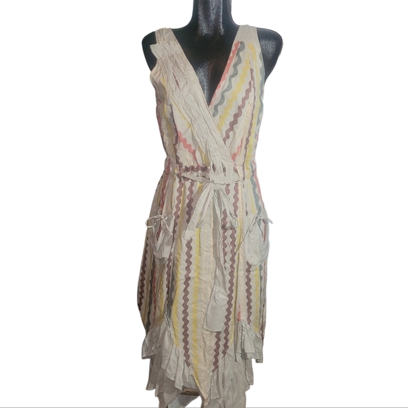 Animale sleeveless faux wrap front asymmetrical hemline dress Sz.4 - Picture 1 of 10